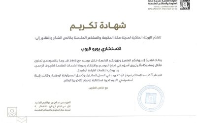 Honored for Excellence: Euro Group Receives Appreciation from the Royal Commission for Makkah & Holy Sites
